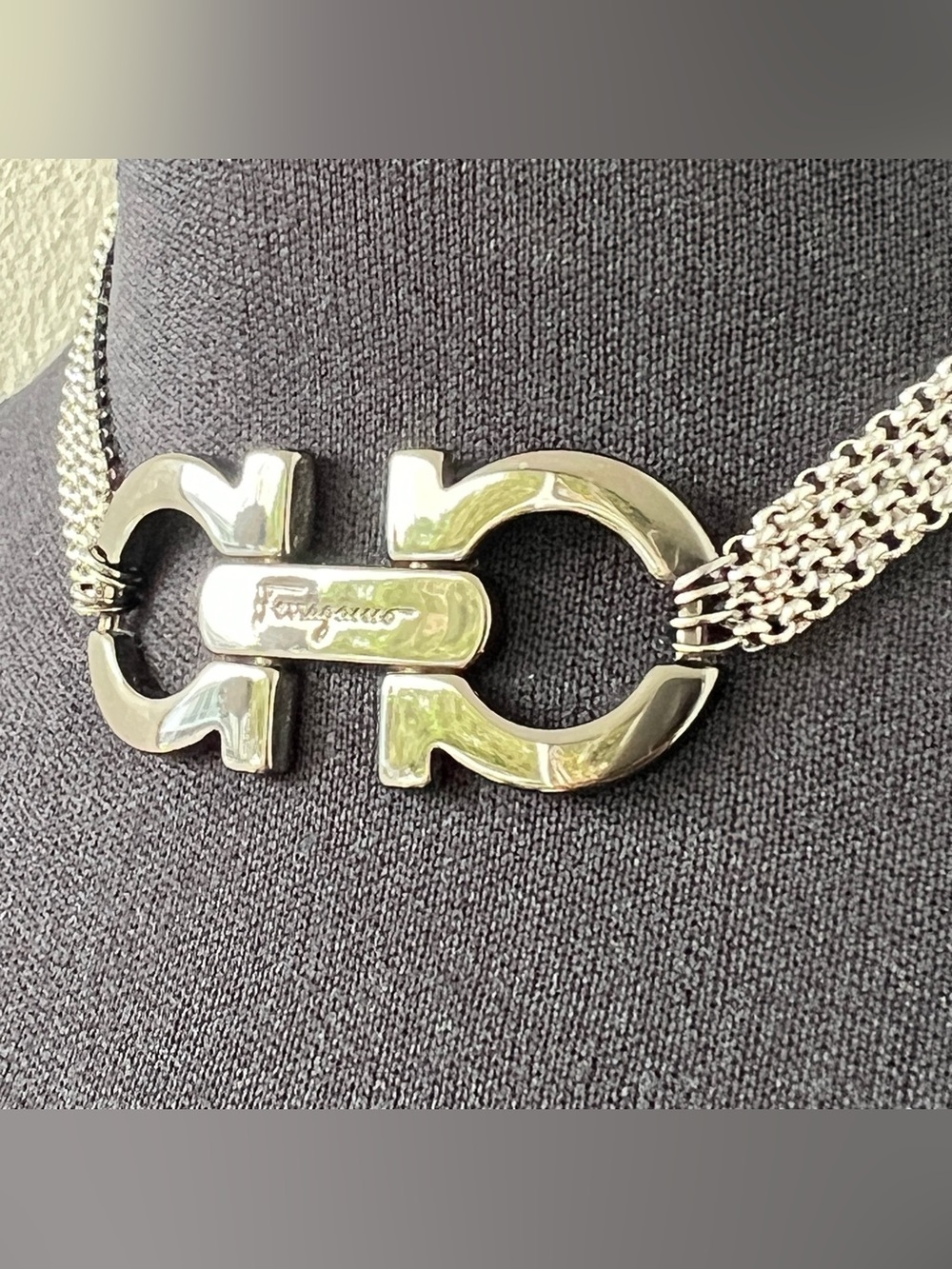 Ferragamo Gunmetal Hardware Necklace | 14.5” Choker - Picture 2 of 8